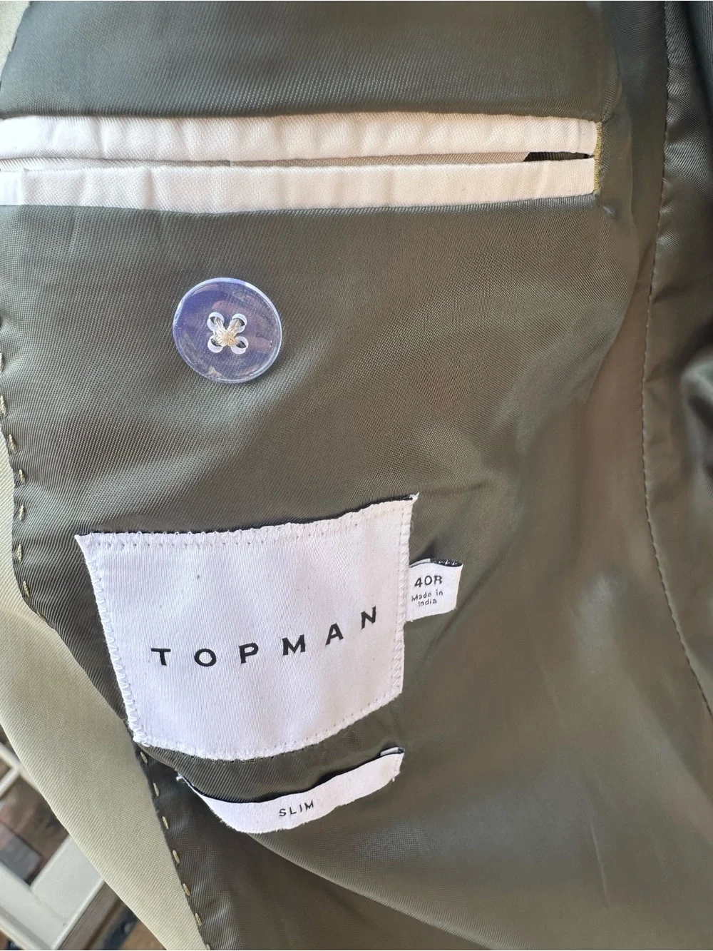 Topman Double-Breasted Olive Green Dress Blazer